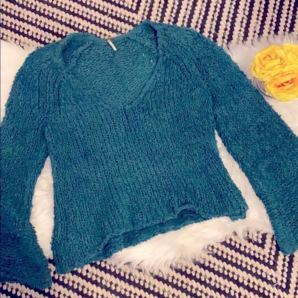 Free people bell sleeve loose cable knit sweater